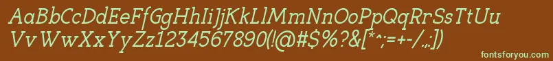 EligibleItalic Font – Green Fonts on Brown Background