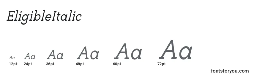 Размеры шрифта EligibleItalic
