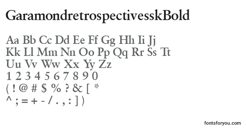A fonte GaramondretrospectivesskBold – alfabeto, números, caracteres especiais
