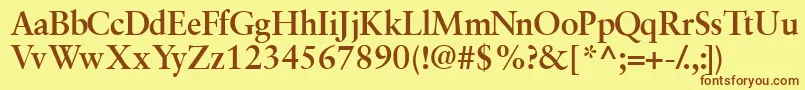 フォントGaramondretrospectivesskBold – 茶色の文字が黄色の背景にあります。