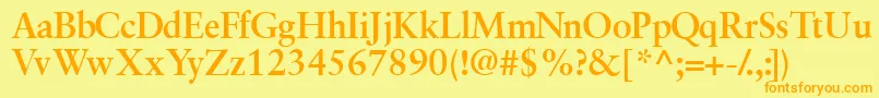 フォントGaramondretrospectivesskBold – オレンジの文字が黄色の背景にあります。