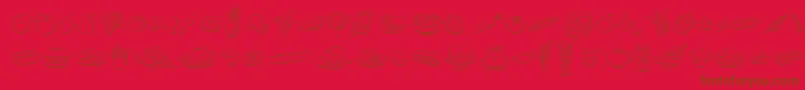 DfDelectablesLetPlain.1.0-Schriftart – Braune Schriften auf rotem Hintergrund
