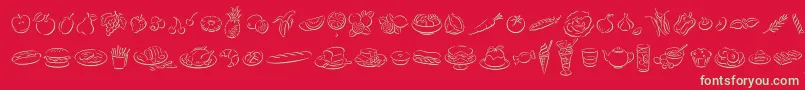Fonte DfDelectablesLetPlain.1.0 – fontes verdes em um fundo vermelho