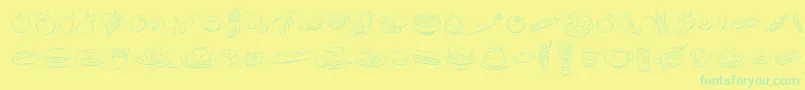 DfDelectablesLetPlain.1.0フォントについての詳細 フォントDfDelectablesLetPlain.1.0 – 黄色い背景に緑の文字