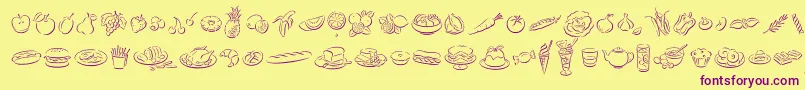 DfDelectablesLetPlain.1.0 Font – Purple Fonts on Yellow Background
