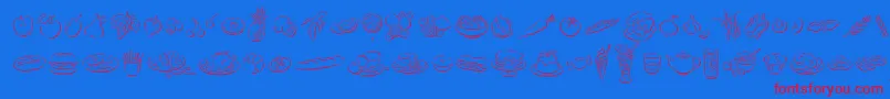 DfDelectablesLetPlain.1.0 Font – Red Fonts on Blue Background