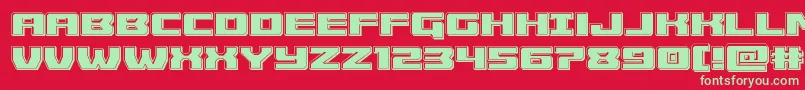 フォントCruiserfortressbevel – 赤い背景に緑の文字