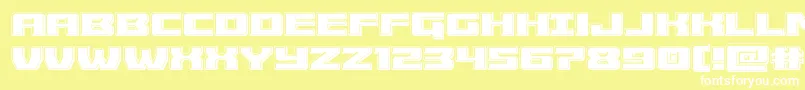 Cruiserfortressbevel-Schriftart – Weiße Schriften auf gelbem Hintergrund
