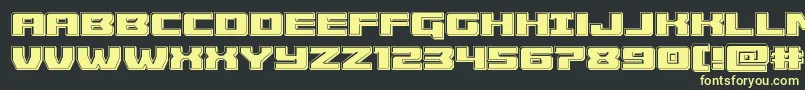 Cruiserfortressbevelフォントについての詳細 フォントCruiserfortressbevel – 黒い背景に黄色の文字