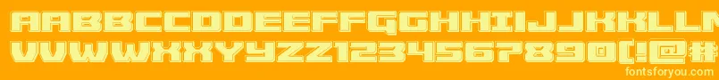 Weitere Informationen zur Cruiserfortressbevel-Schriftart Cruiserfortressbevel-Schriftart – Gelbe Schriften auf orangefarbenem Hintergrund