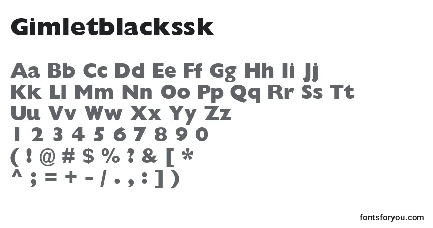 Шрифт Gimletblackssk – алфавит, цифры, специальные символы