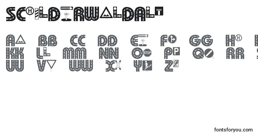 A fonte SchilderwaldAlt – alfabeto, números, caracteres especiais