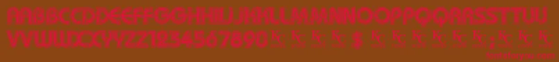 Mygirlisretrodemo-Schriftart – Rote Schriften auf braunem Hintergrund
