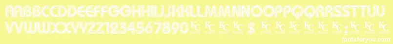 Mygirlisretrodemo-fontti – valkoiset fontit keltaisella taustalla