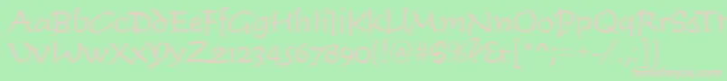 TiogascriptLightRegular-fontti – vaaleanpunaiset fontit vihreällä taustalla
