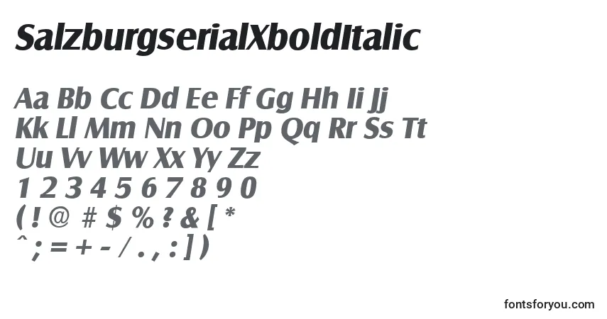 Czcionka SalzburgserialXboldItalic – alfabet, cyfry, specjalne znaki