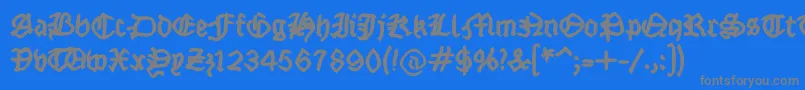 フォントFraktsketchfs – 青い背景に灰色の文字