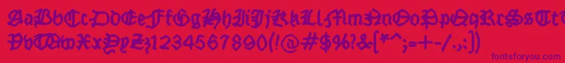 フォントFraktsketchfs – 赤い背景に紫のフォント