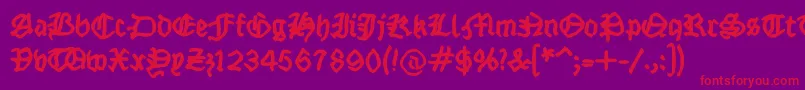 フォントFraktsketchfs – 紫の背景に赤い文字