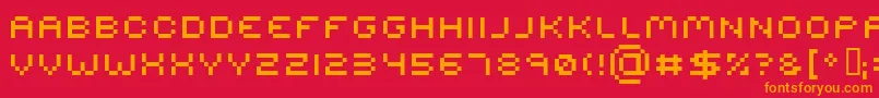 Fonte Serious R2 – fontes laranjas em um fundo vermelho