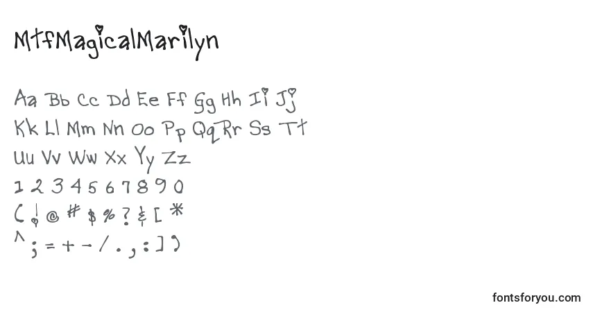 Czcionka MtfMagicalMarilyn – alfabet, cyfry, specjalne znaki