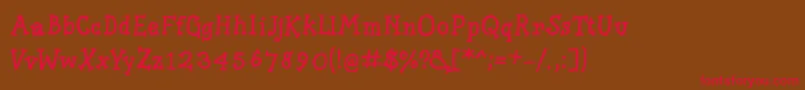 Slabserifwrittenbold-Schriftart – Rote Schriften auf braunem Hintergrund