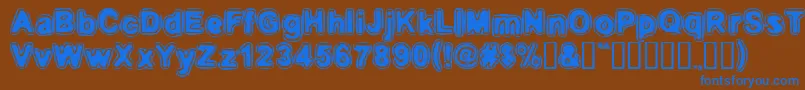 Embri-Schriftart – Blaue Schriften auf braunem Hintergrund
