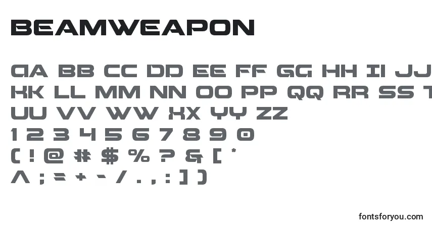 A fonte Beamweapon – alfabeto, números, caracteres especiais