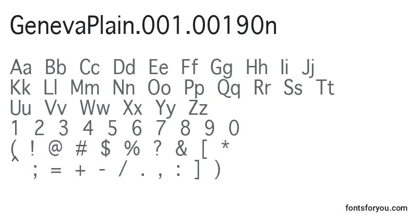 Schriftart GenevaPlain.001.00190n – Alphabet, Zahlen, spezielle Symbole