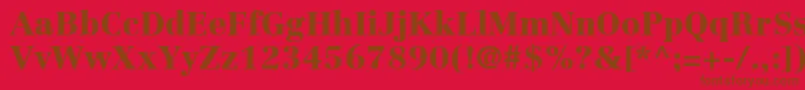 LinotypeCentennialLt95Black-Schriftart – Braune Schriften auf rotem Hintergrund