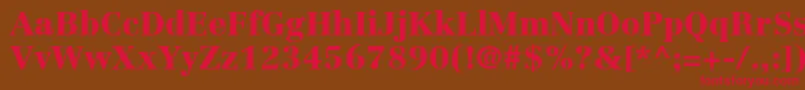LinotypeCentennialLt95Blackフォントについての詳細 フォントLinotypeCentennialLt95Black – 赤い文字が茶色の背景にあります。