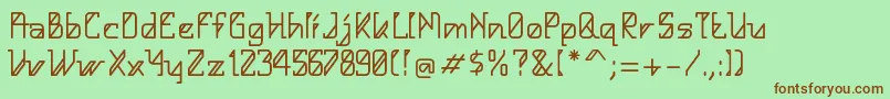 HelloAlpha-fontti – ruskeat fontit vihreällä taustalla