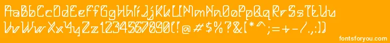 HelloAlpha-Schriftart – Weiße Schriften auf orangefarbenem Hintergrund