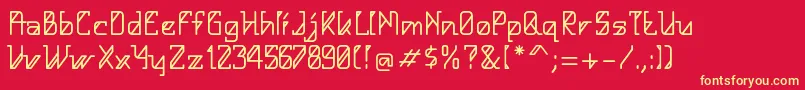 HelloAlpha-Schriftart – Gelbe Schriften auf rotem Hintergrund