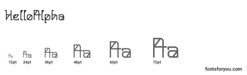 Размеры шрифта HelloAlpha