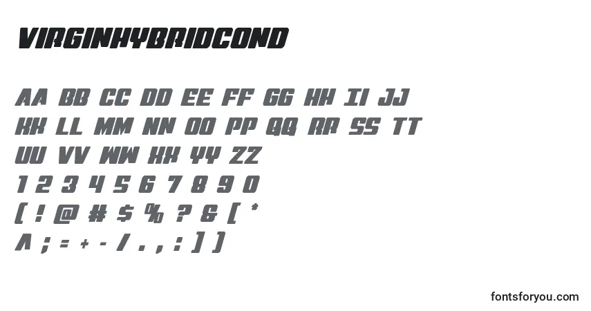 Virginhybridcond-fontti – aakkoset, numerot, erikoismerkit