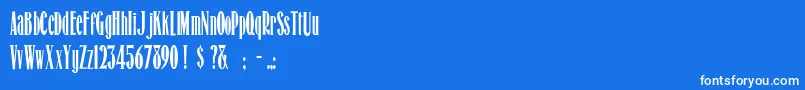 HonestMerchant-Schriftart – Weiße Schriften auf blauem Hintergrund