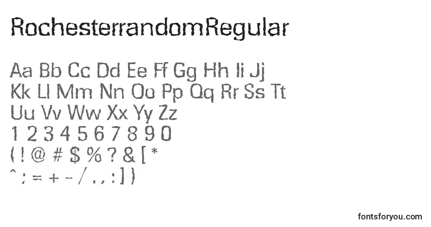 A fonte RochesterrandomRegular – alfabeto, números, caracteres especiais