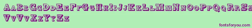 Fonte AlphabetFantasie – fontes roxas em um fundo verde