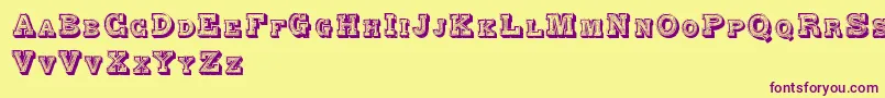 AlphabetFantasie-Schriftart – Violette Schriften auf gelbem Hintergrund