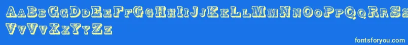 AlphabetFantasie Font – Yellow Fonts on Blue Background