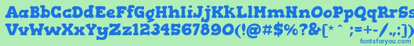 GorditasBold-fontti – siniset fontit vihreällä taustalla