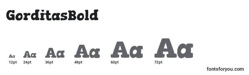 GorditasBold Font Sizes