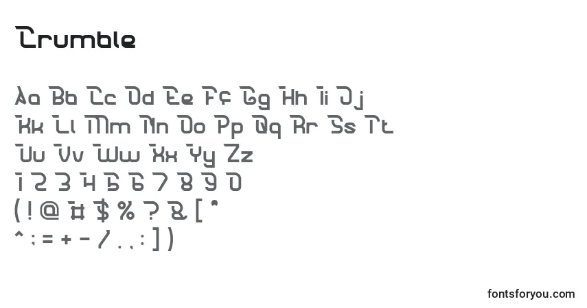 A fonte Crumble (89340) – alfabeto, números, caracteres especiais
