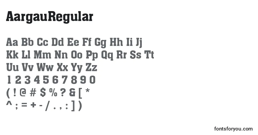 A fonte AargauRegular – alfabeto, números, caracteres especiais