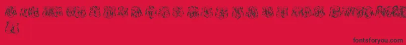 Fonte HardToReadMonogramsTwo – fontes pretas em um fundo vermelho