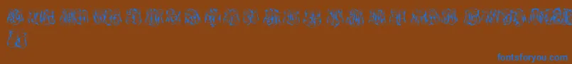 Fonte HardToReadMonogramsTwo – fontes azuis em um fundo marrom