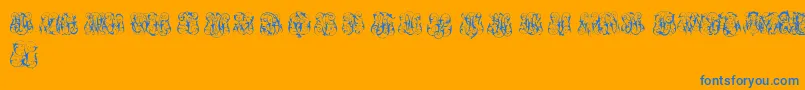 Weitere Informationen zur HardToReadMonogramsTwo-Schriftart HardToReadMonogramsTwo-Schriftart – Blaue Schriften auf orangefarbenem Hintergrund
