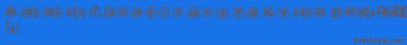 Fonte HardToReadMonogramsTwo – fontes marrons em um fundo azul