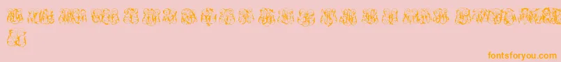 フォントHardToReadMonogramsTwo – オレンジの文字がピンクの背景にあります。